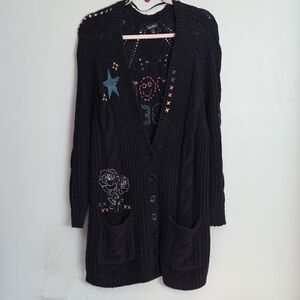 Lovesick Black Embroidered Cardigan
